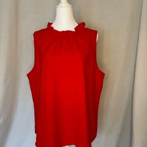 J. Crew Ruffleneck satin crepe top in red Size Medium